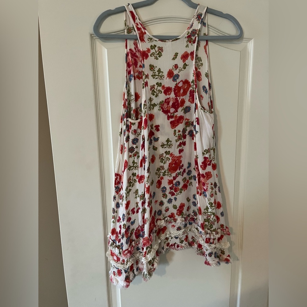 Free People Floral Sleeveless Hi-Low Blouse Summer Women’s Size Medium - Picture 10 of 15
